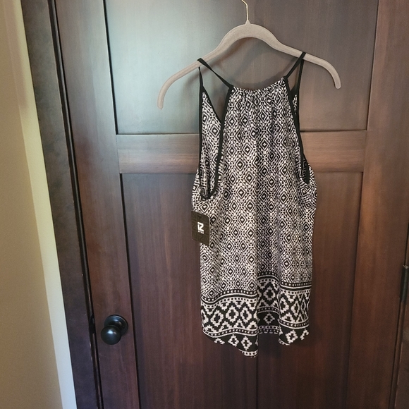 NWT Women's iZ Byer Boho Chiffon Black & White Tank Top Size Small NEW!!! - Picture 5 of 5